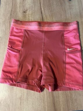 Nike Women's Coral-Pink Pro Compression Bike Shorts